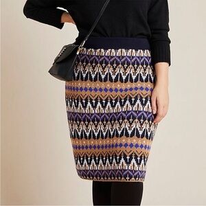 Anthropologie Saoirse Sweater Knit Midi Skirt 1X fair isle